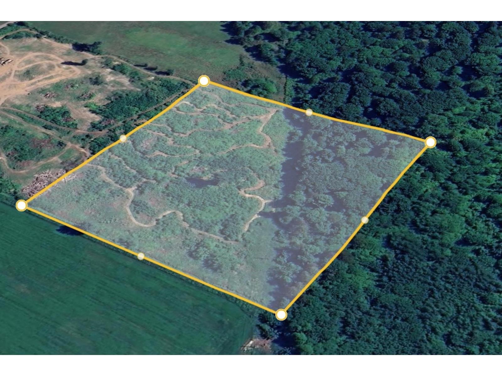 Aerial view of the LOT 11 Dent Road property near Laidlaw, British Columbia, with the 9.46-acre parcel boundary outlined